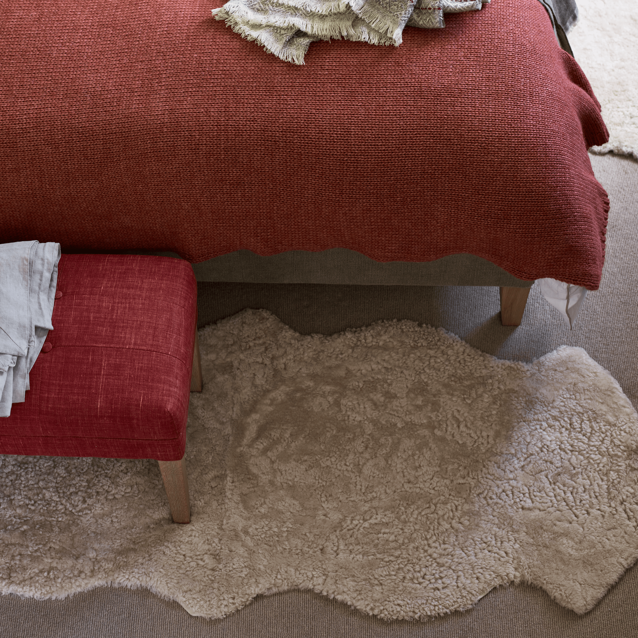 Double Rug Check Luxury Sheepskin Double Rug – Tussock Style - Neptune